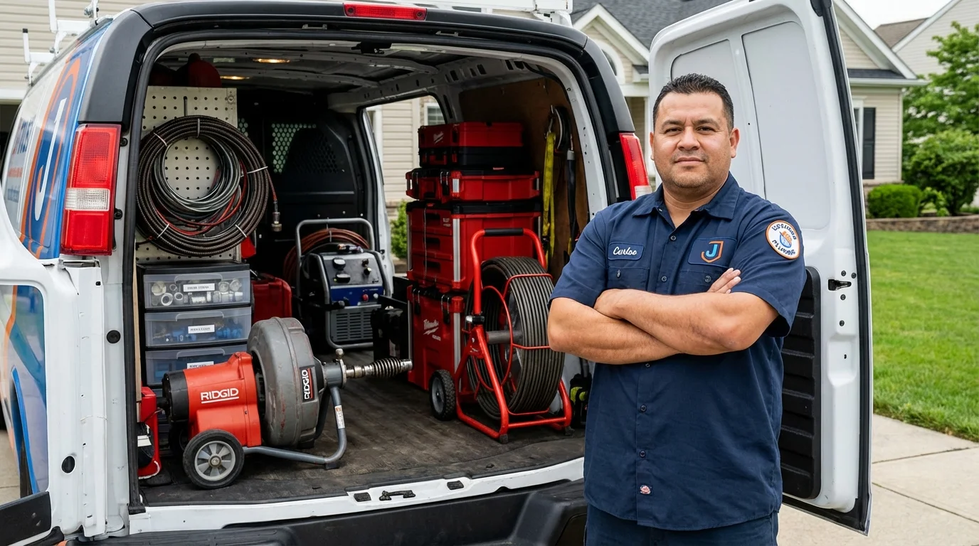 Professional drain cleaning equipment and Johns Plumbing LLC plumber in Indiana