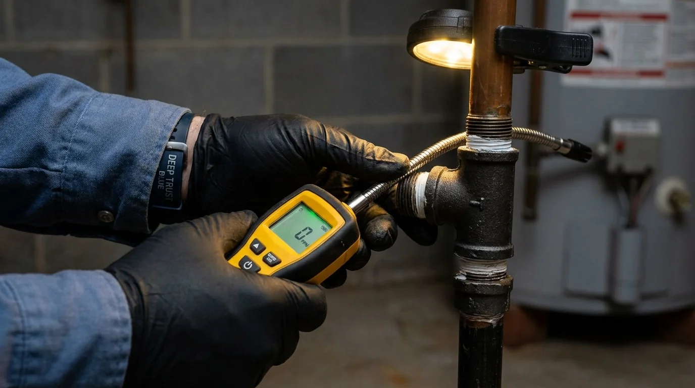 Gas leak detection with electronic sniffer by Johns Plumbing LLC in Indiana