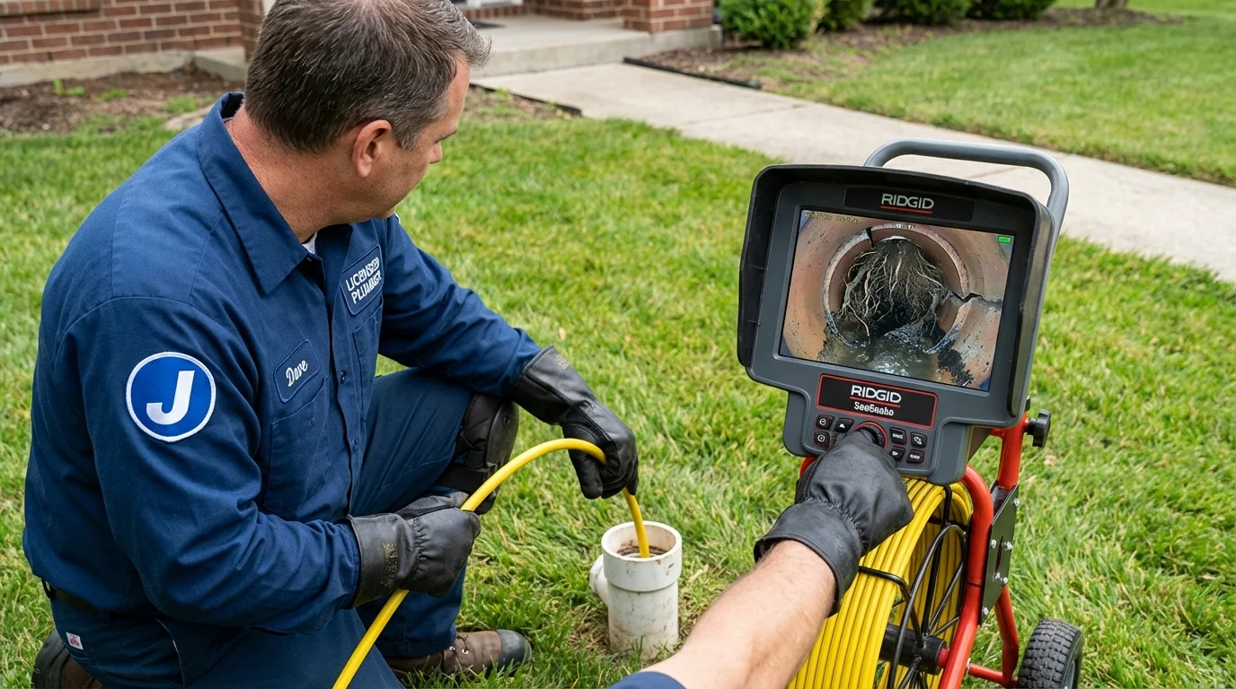 Sewer camera inspection being performed by Johns Plumbing LLC in Indiana