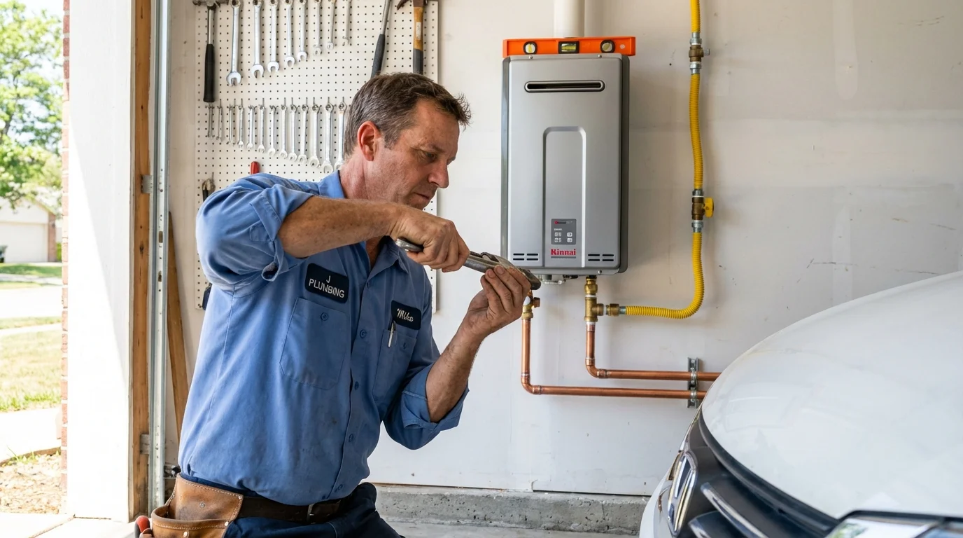 Tankless water heater installation by a Johns Plumbing LLC plumber in Indiana